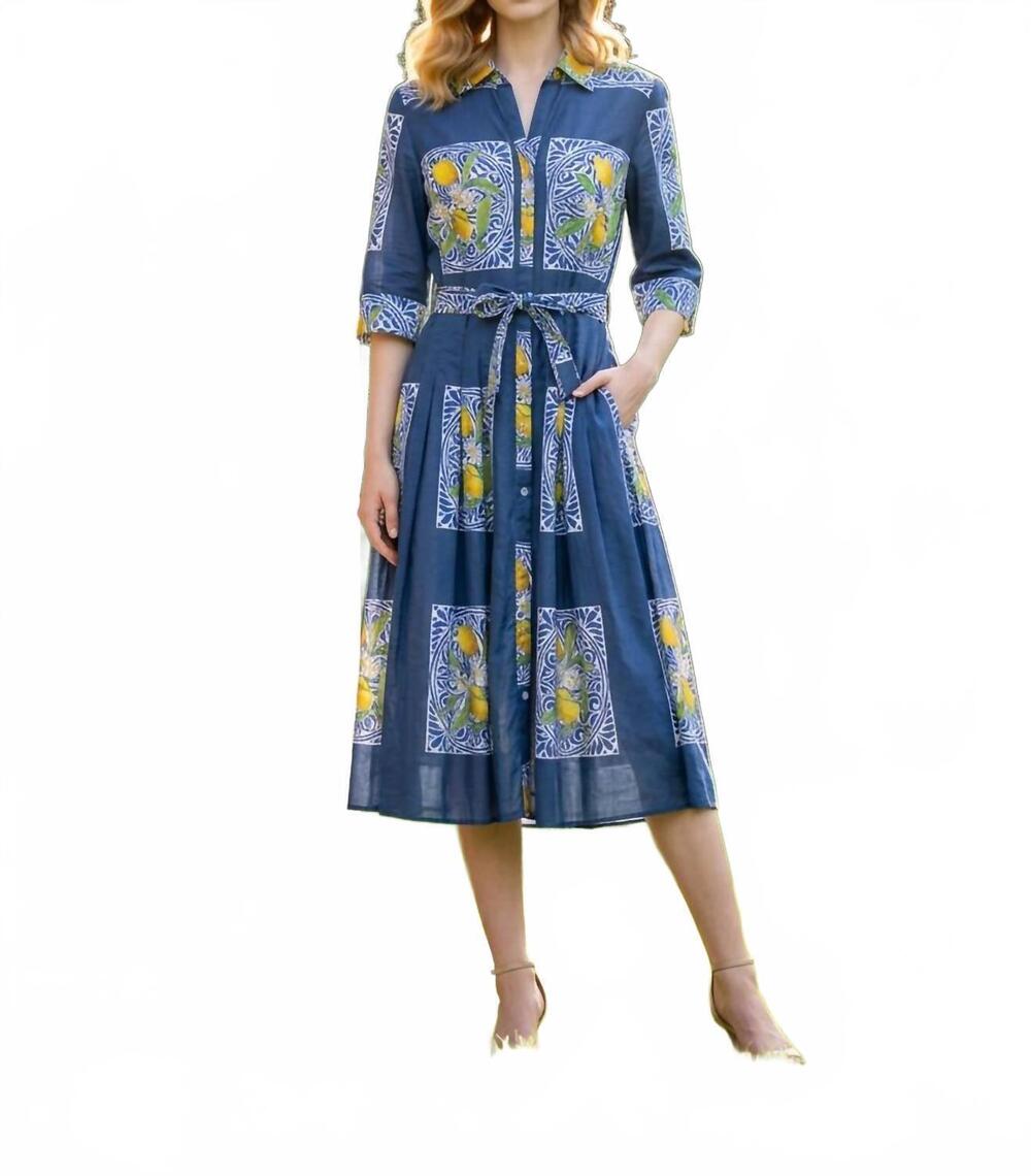 NEW DIZZY-LIZZIE ms. maisel lemon dress in lemons - navy, yellow & white